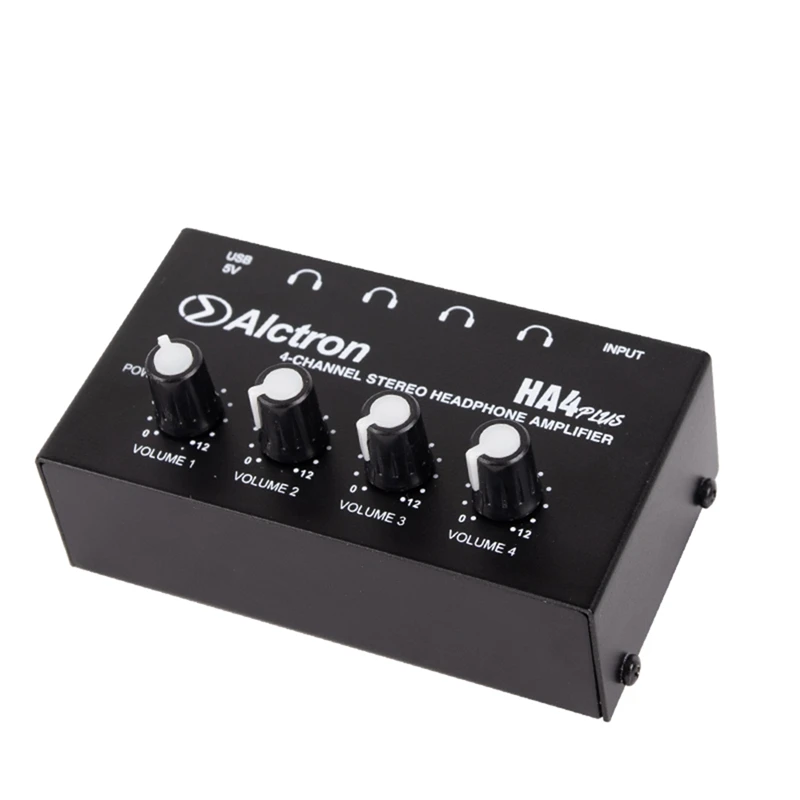Alctron HA4 Plus 4 Channel Mini Headphone Amplifier Compact USB Interface Powered Supply for Studio Stage Performance