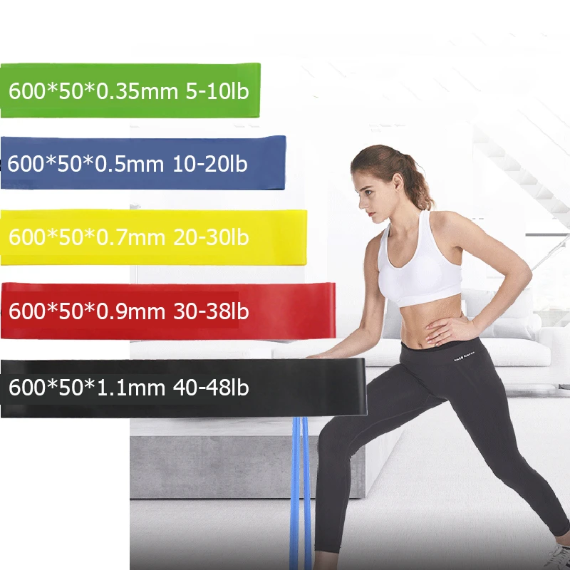 5 шт. Эспандеры 5 уровней для упражнений эластичные фитнес-тренировки Йога петля для тренировки Тяговая веревка с прочными эластичными лентами - Цвет: 5 Colors 600mm--bag