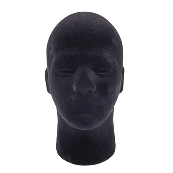 

Male Styrofoam Foam Mannequin Manikin Head Model Wigs Glasses Cap Display Stand Black