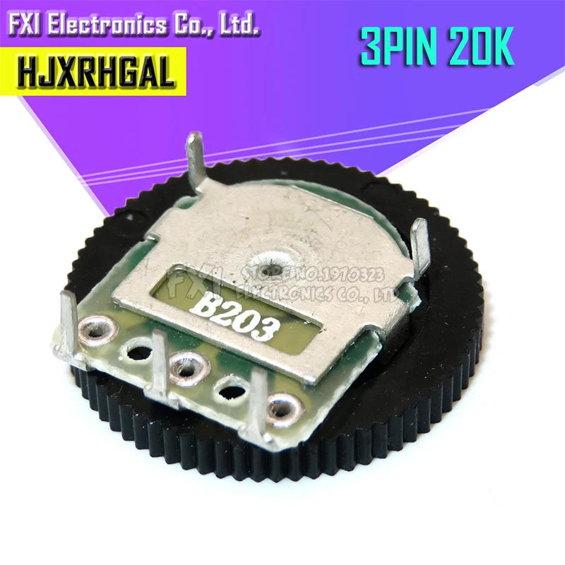 10pcs Double Gear tuning potentiometer B203 20K 3pin 16*2mm Dial Potentiometer | Электронные компоненты и