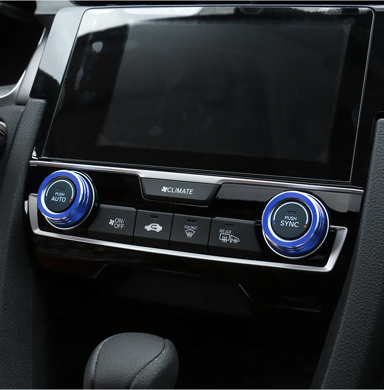 Для Honda Civic- автомобильный Кондиционер зажигание двигателя Кнопка мультимедиа динамик аудио ручка кнопка декоративное кольцо