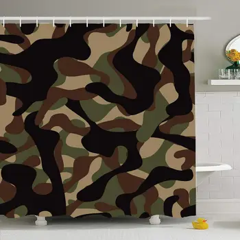 

Shower Curtain Set with Hooks 72x72 Colors Green Camouflage Pattern Brown Four Soldier Miscellaneous Como Repeat Textures