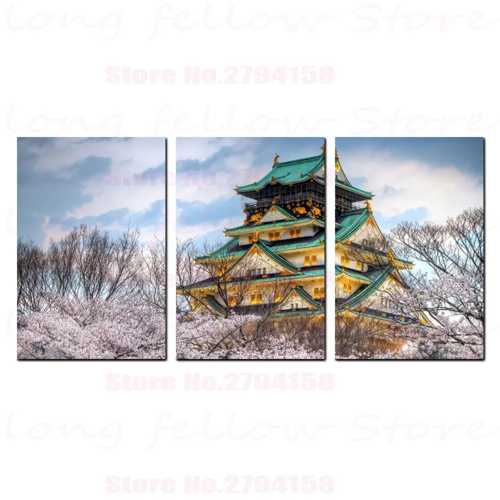 Печать на холсте Турция Пейзаж Плакат закат птица Настенный декор замок Осака Весна башня в токьюо произведение искусства для домашнего декора - Цвет: Светло-серый