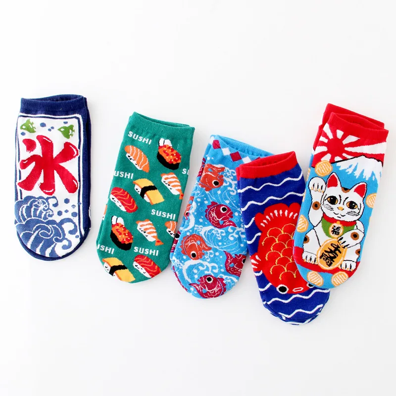 

12 Pairs Per Set Cartoon Cat Women's Boat Socks Cotton Women Socks Cute Socks Wholesale.