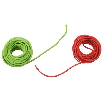 

2pcs Tubing Exercise Rubber Resistance Band Catapult Dub Slingshot Elastic 10M - Red & Green