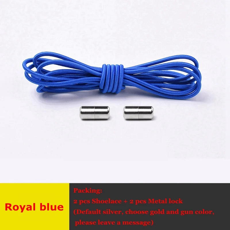 Royal blue 25 цветов, круглые шнурки, эластичные шнурки для обуви, не завязываются, металлические капсулы, фиксирующий башмак, кружевные кроссовки для детей и взрослых, быстрая ленивая шнуровка, 1 пара - Цвет: Royal blue