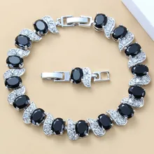 925 пробы Серебряный галантный черный циркон браслет Здоровье ювелирные изделия для женщин шкатулка для ювелирных изделий SL96