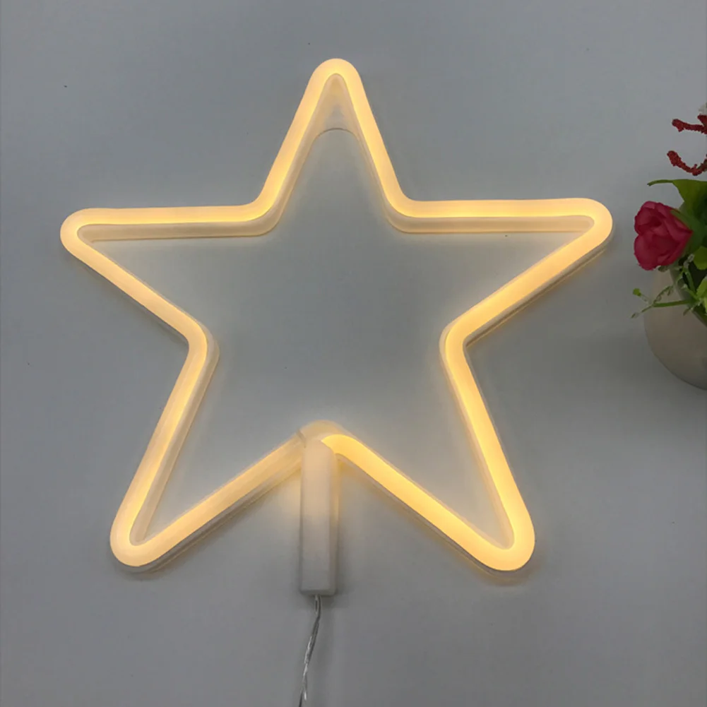 Led Neon Light Sign Holiday Xmas Party Wedding Decorations Kids Room Home Decor Pentagram Neon Lamp