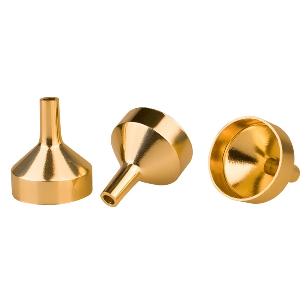 Mini Gold Funnel Aluminium Material for Filling Small Bottles Transferring Liquid Refill Perfume Essential Oil Lab 10 Pieces metal funnels