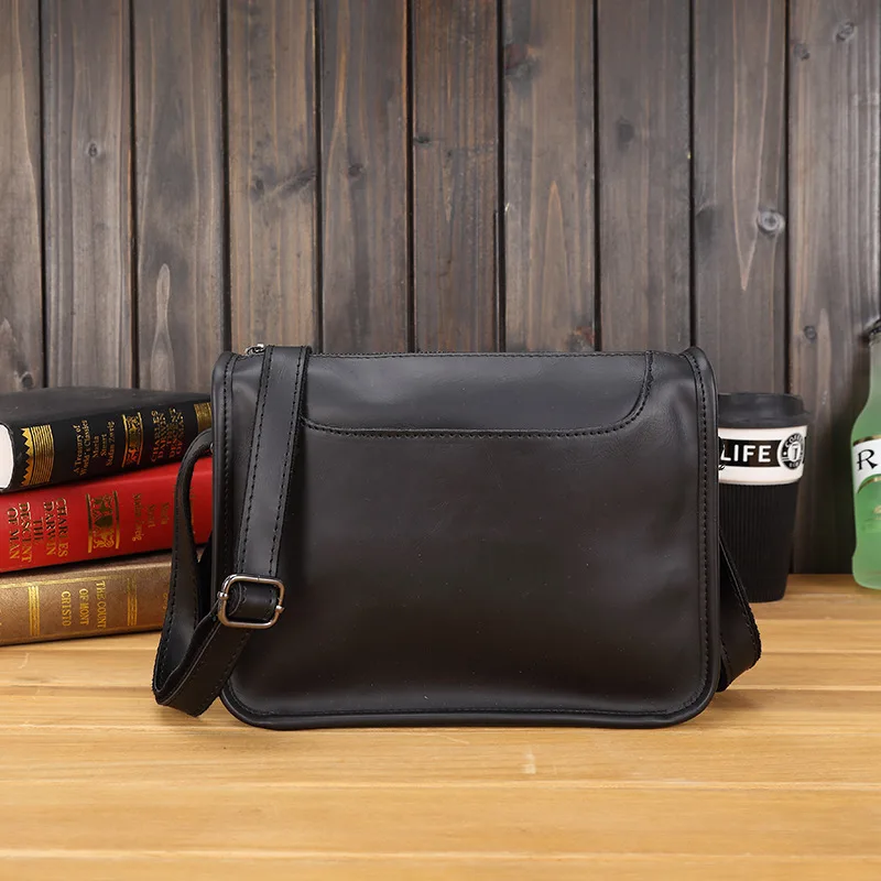 

Q men simple leisure bag European and American fashion 100 crazy horse PU leather one shoulder oblique span bag JIULIN