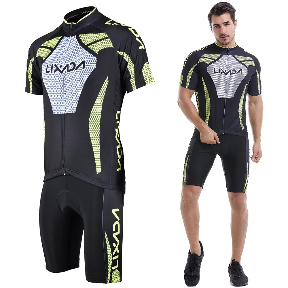 

Lixada Cycling Jersey Set Men Short Sleeve Cycling Jersey Soft Padded MTB Bike Sportswear Suit Anti-UV Breathable Cycling Cloth