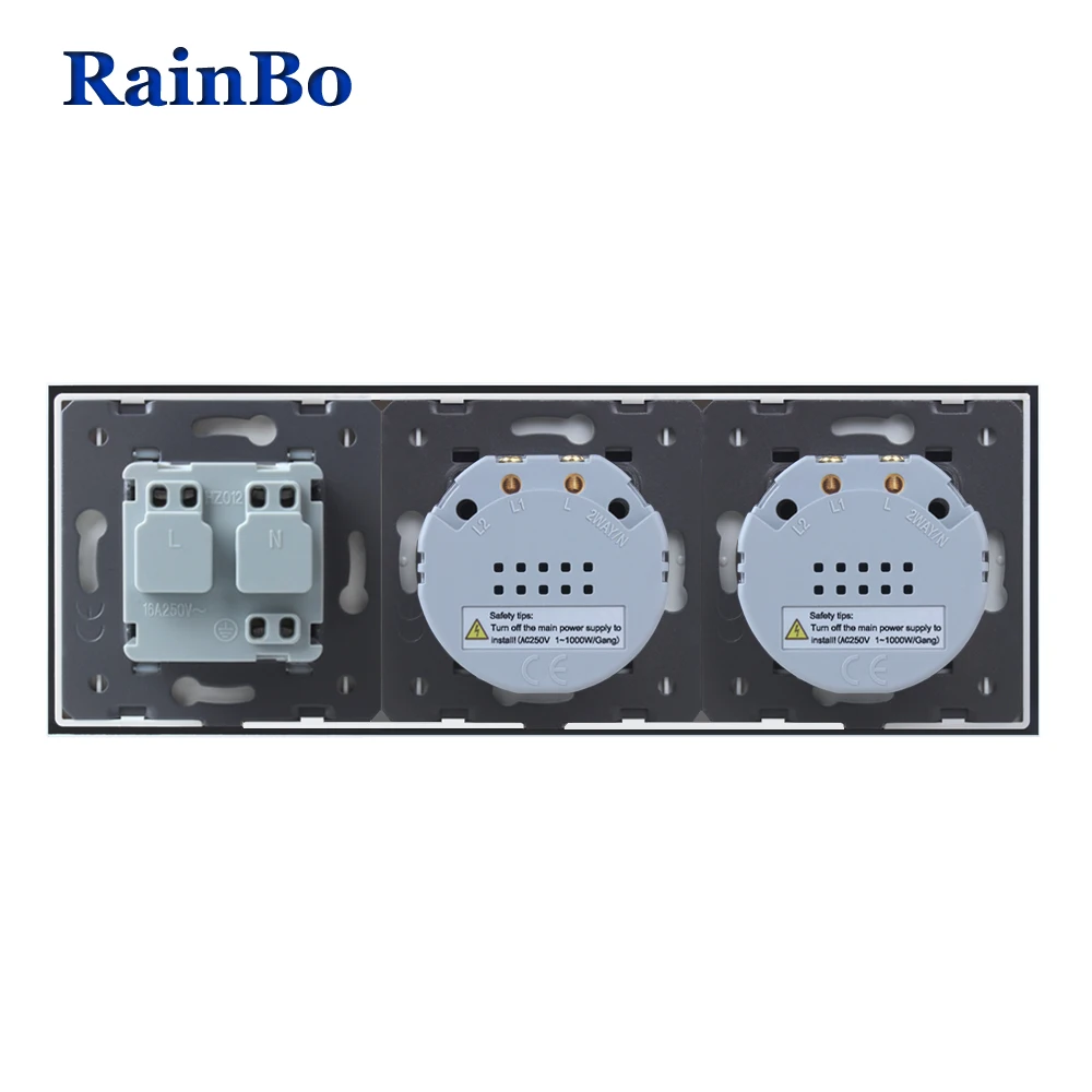 RainBo кристально стеклянная панель Электронная настенная розетка ЕС сенсорный