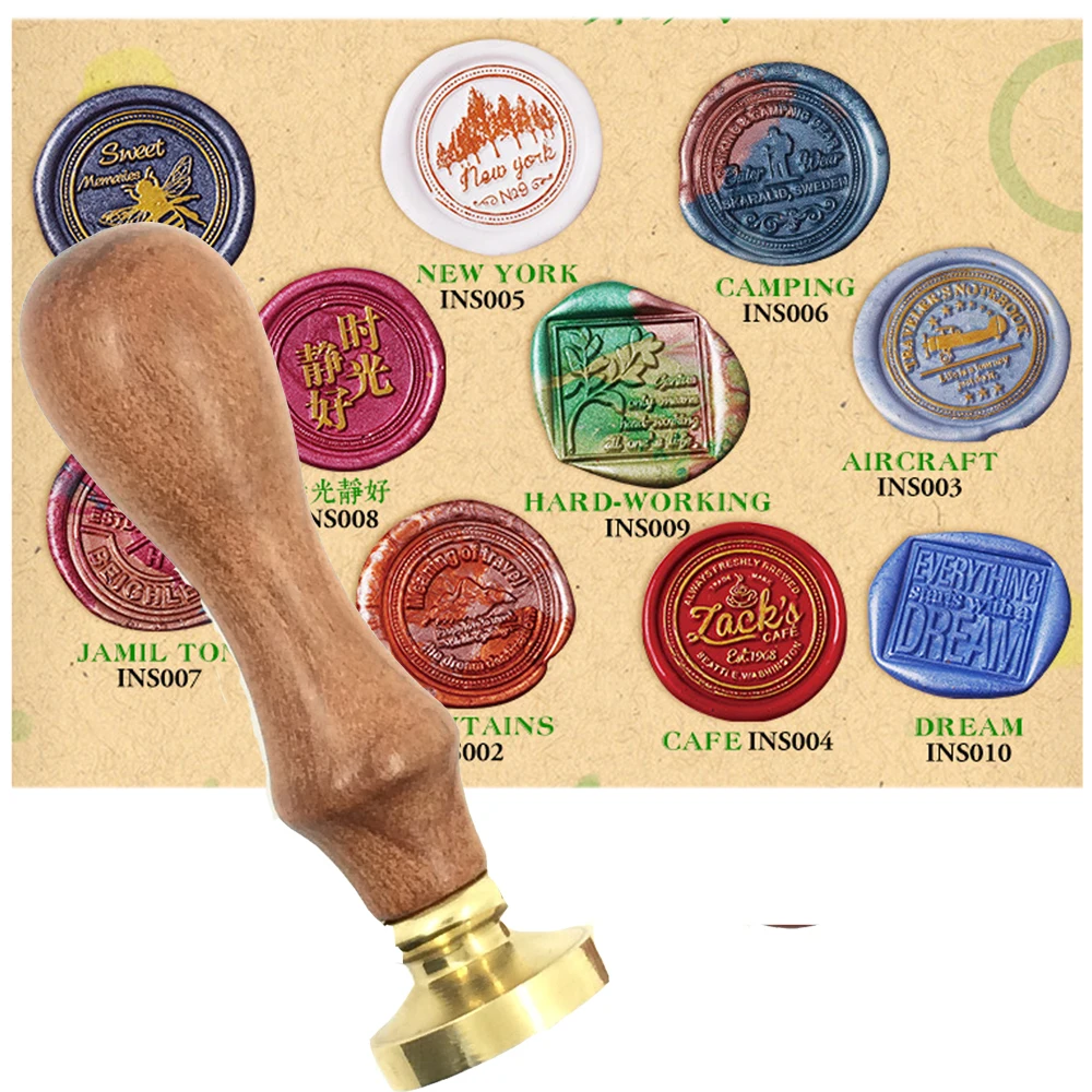 Натуральный Дикий мир восковая печать латунная головка деревянная ручка для