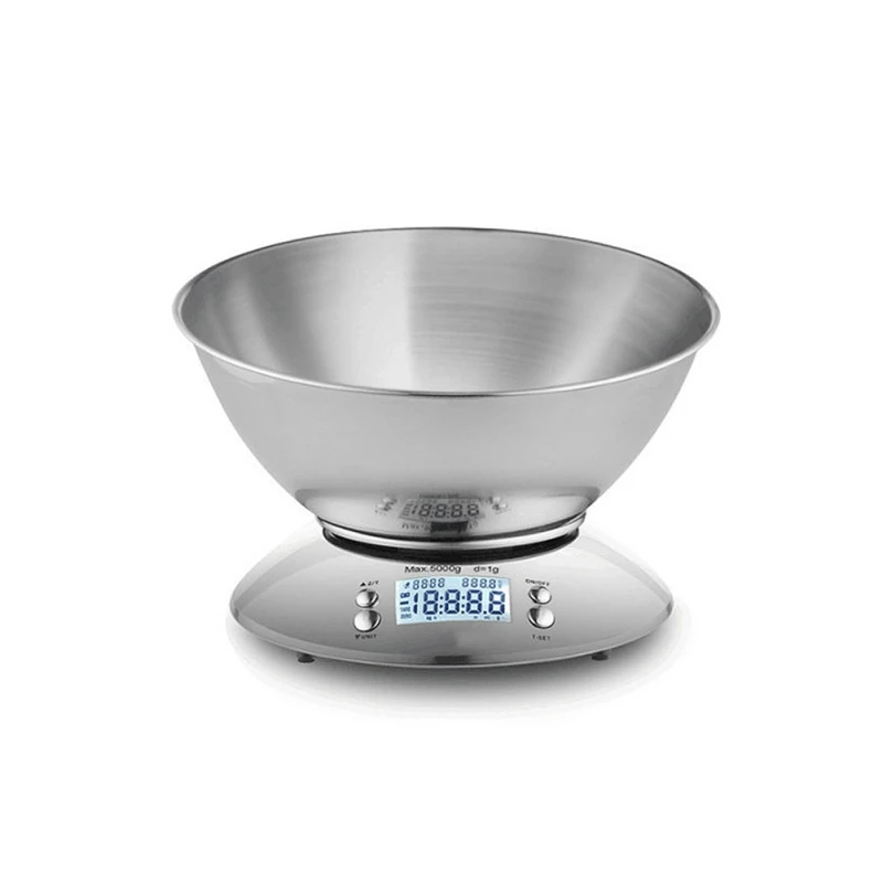  Stainless Steel LCD Display Digital Kitchen Scale With Removable Bowl Temperature Sensor And Alarm  - 4000529893051