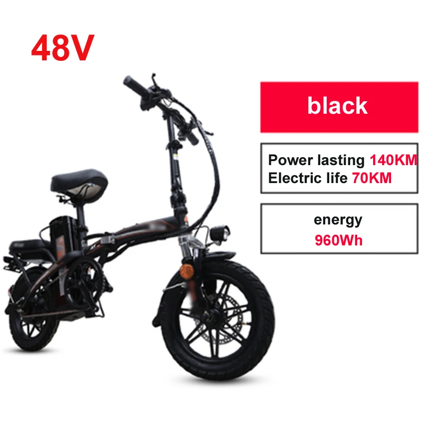 48V 960Wh Black Мини-велосипед складной электрический велосипед 14 дюймов колесный мотор E велосипед электрический велосипед Скутер 48 В литиевая батарея - Цвет: 48V 960Wh Black
