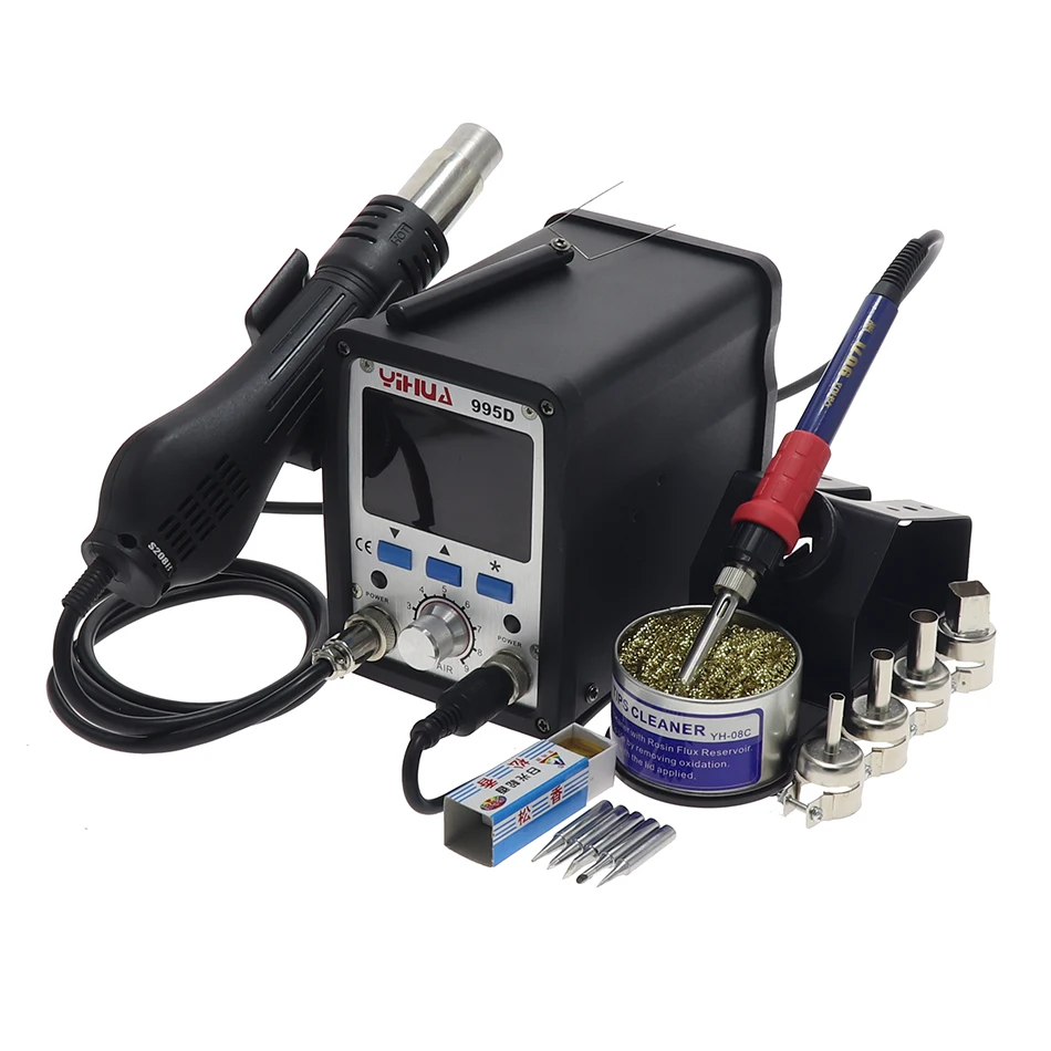 YIHUA 995D SMD soldering station hot air gun soldering iron BGA rework