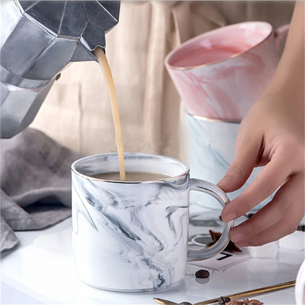 Marble Ceramic Mugs Coffee Tea Cup Milk Juice Lemon Mug Gold Plating Mrs Mr Couple Lover's Gift Morning Breakfast Creative Cup (7)