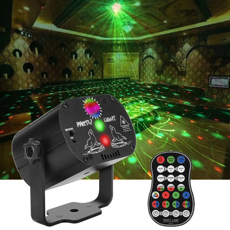 Party Disco Light Indoor USB Laser DJ Stage Projector Lamp Music Sound Activated Stagelight for Home Club Bar KTV Lighting | Лампы и