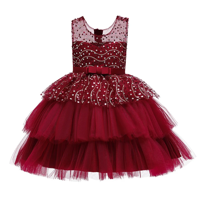 Новогоднее газовое платье-пачка принцессы с блестками; детское праздничное платье для девочек; детская одежда; вечернее свадебное платье
