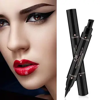 

New 1pcs Vloeibare Make-up Pen Waterdichte Zwarte Dubbele Hoofd Make-up Zegel Eyeliner Solid Eyeliner Kajal Tattoo Pencil TSLM1