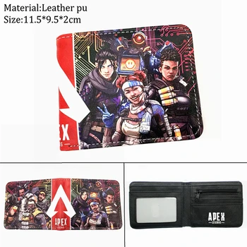 

Game Apex legends PU Wallet Short Bifold Boys Girls Unisex Cartoon Photo Card Holder Layers Coin Zip Pocket Casual Print Purses