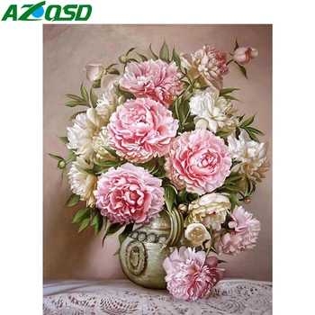 

AZQSD 5D DIY Diamond Painting Flower Cross Stitch Mosaic Home Decortion Diamond Painting Vase Full Square Drill Handmade Gift