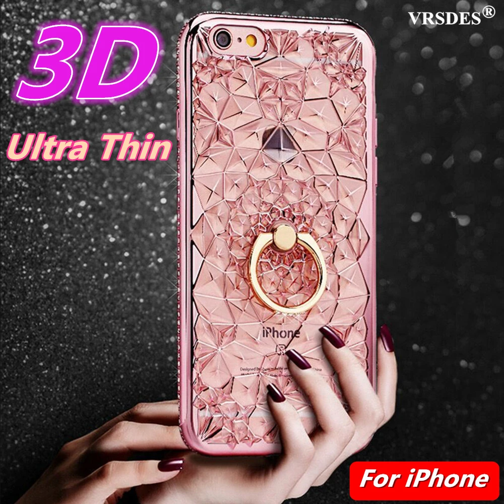 iphone 13 pro max case leather For iPhone XS MAX XR X 6 7 8 Plus 5 5S SE Soft TPU Ring Cover Plating 3D Rugged Glitter Diamonds Case For iPhone 11 12 Pro Max case for iphone 13 pro max