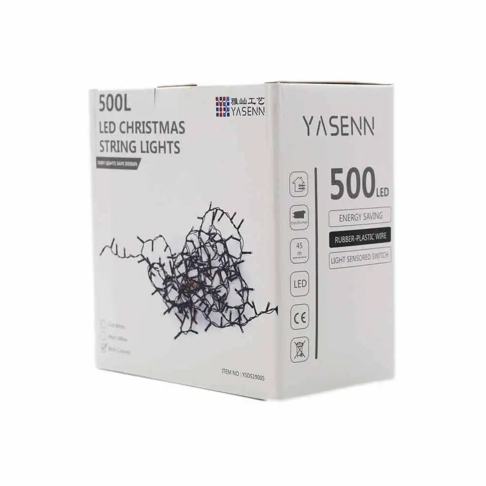 500LED String Lights Chain Outdoor Christmas Tree Lights,Light Controlled Switch with Light Sensor,Light Operated with Black