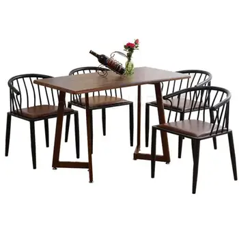 

Imitation solid wood wrought iron Windsor chair backrest circle reception simple home dining table and c