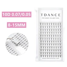 TDANCE 10D предварительно сделанные вееры наращивание ресниц поставки 0,07/0,05 русский объем вентиляторы предварительно сделанные