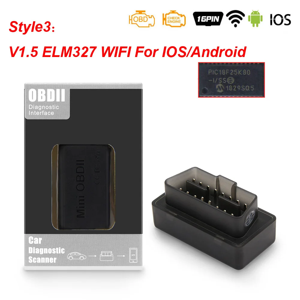 ELM 327 V1.5 PIC18F25K80 OBD2 wifi Bluetooth сканер OBD OBD2 автомобильный диагностический инструмент elm327 V1.5 odb2 сканер для Android/IOS - Цвет: WIFI 3