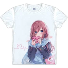 Новинка, футболка с короткими рукавами, унисекс, белая футболка, Go-Toubun no Hanayome