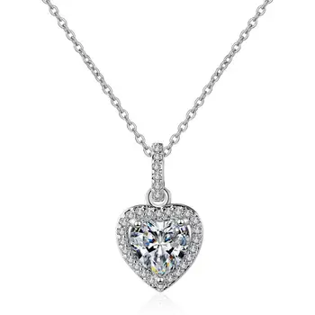 

Sweet Heart Full Zircon Pendant Necklaces For Women Trend Short Clavicle Chain 925 Sterling Silver Jewelry Party Gifts SAN169