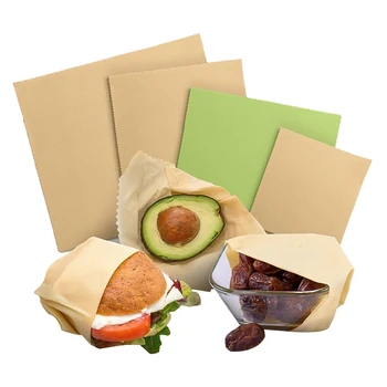 

Beeswax Reusable Food Wrap-Eco Friendly Wrapper - Keep Fruits, Vegetables, Leftovers Fresh,4 Pack