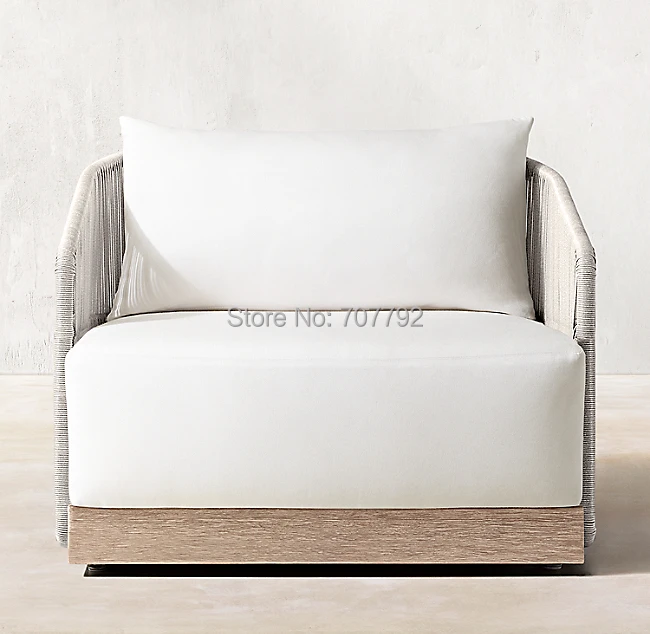 All weather Deep Seating white rattan 3 seater sofa