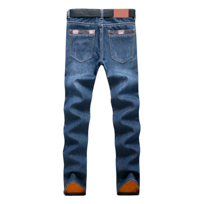 Мужские зимние теплые джинсы с флисовой подкладкой, джинсовые длинные штаны, повседневные теплые штаны для офиса и путешествий, TH36