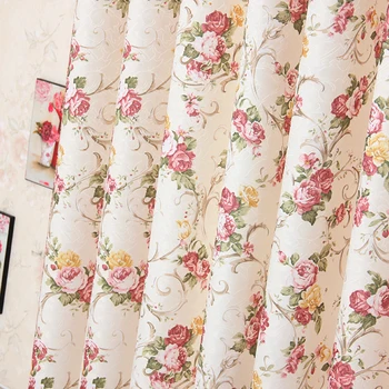 

Small Broken Flower Korean Style Pastoral Printing Shade Curtains for Living Dining Room Bedroom.