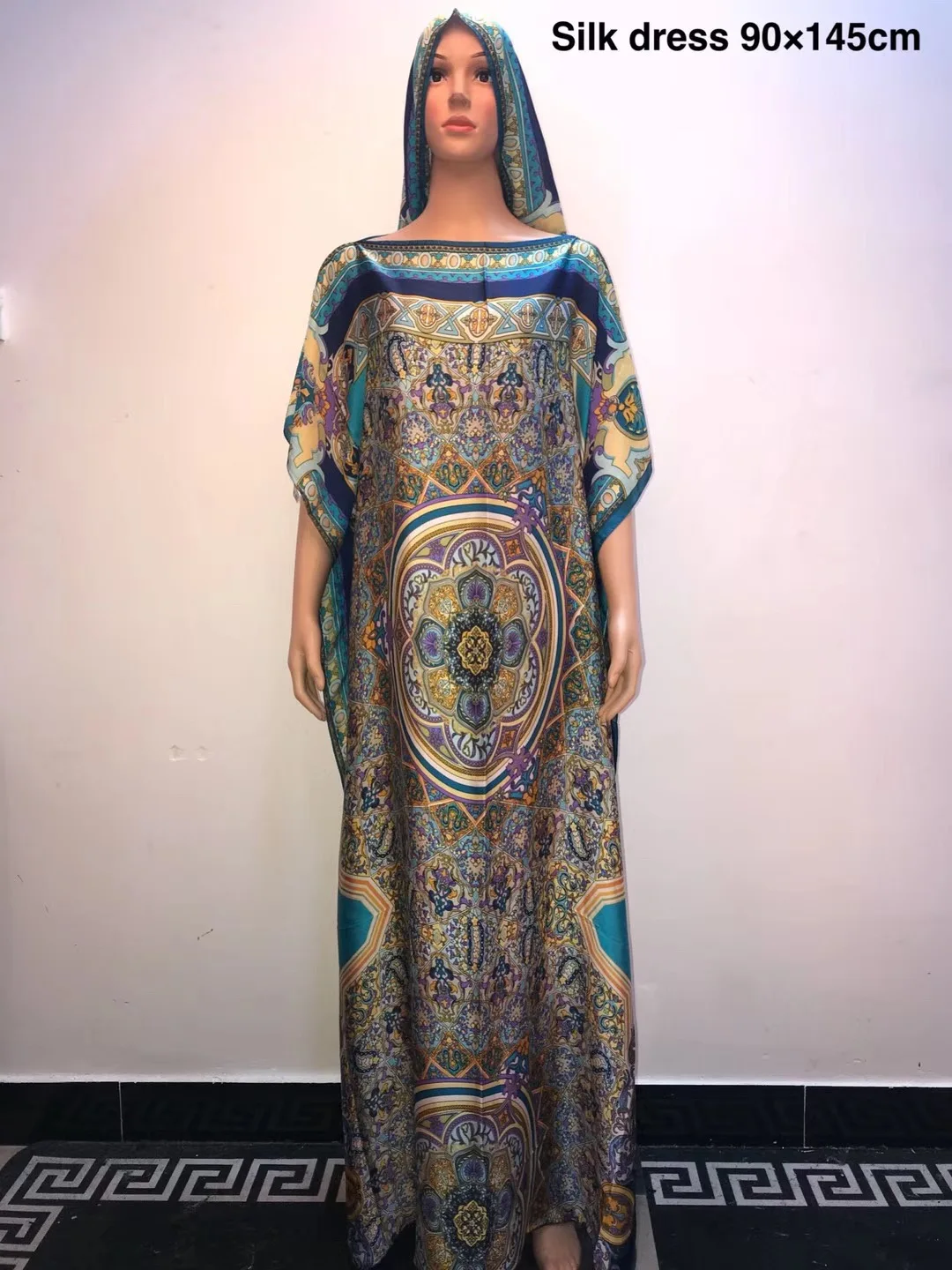 Unique Malaysia Kaftan Silk Women dresses Fashion European printed African women's dresses for lady femme dresses - Цвет: as picture