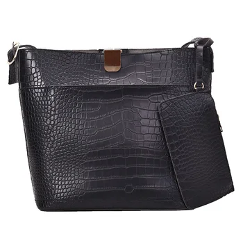

Vintage Fashion Crossbody Bucket Bag 2019 New Quality Leather Women's Designer Handbag Crocodile pattern Shoulder Messenger Bag