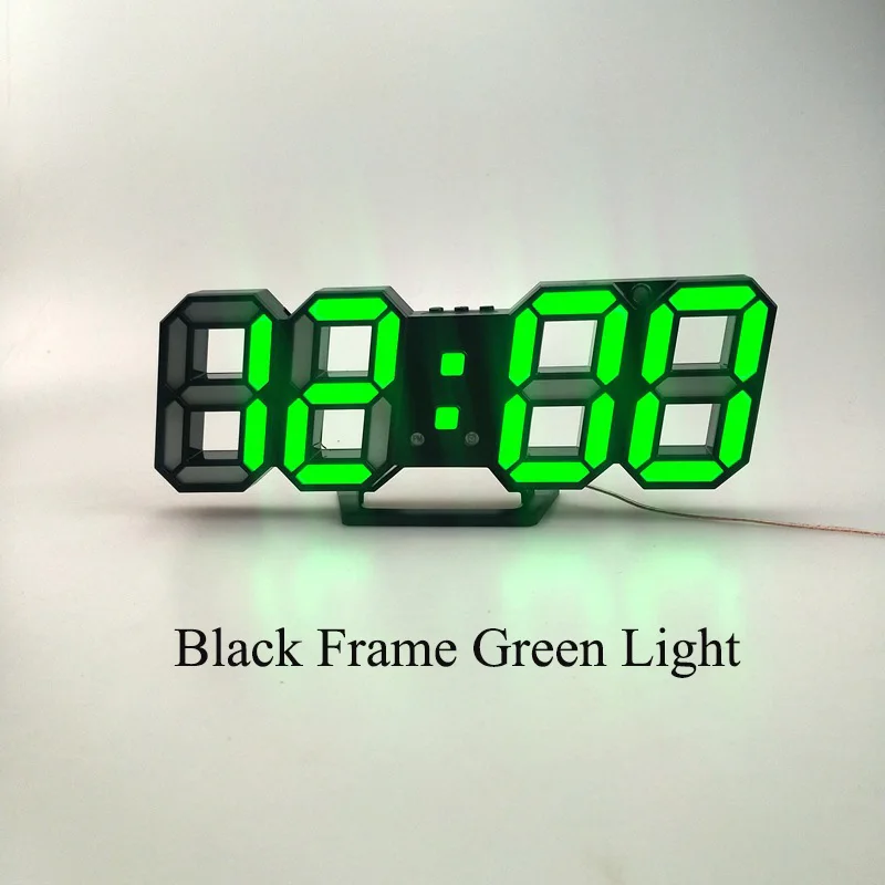 green B 3D светодиодный настенные часы современный дизайн цифровые настольные часы будильник ночник Saat reloj de pared часы для украшения дома гостиной - Цвет: green B
