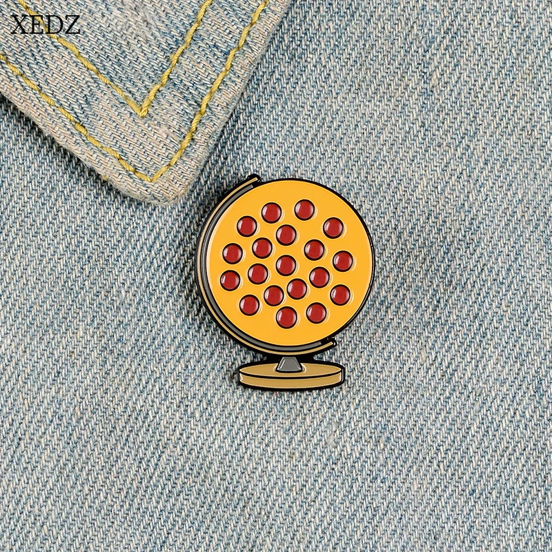 Брошь XEDZ с изображением планеты глобуса конфет пиццы значок по всему миру