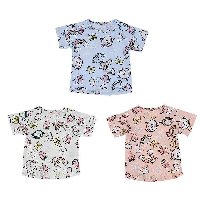 

Children's Short Sleeve T-shirt Cartoon Pattern Kids T-Shirts Cotton Breathable Girls Boys Cloth 1 2 3 4 5 6 Years