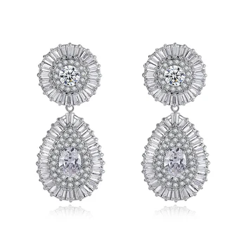 

LUALA Luxurious Tear Drop Clear Cubic Zirconia Fashion Dangle Earrings for Women Bridals Party Wedding Fashion Jewelry Gift