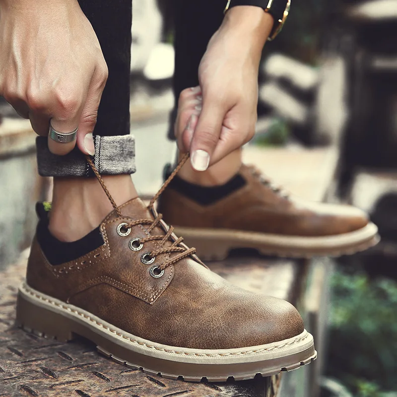 

Autumn And Winter plus Velvet Low Top Martin Boots Men's Fashion Worker Boot Outdoor Retro MEN'S Shoes Boots