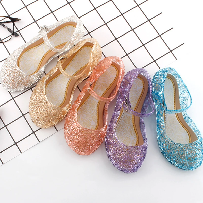 

Girls Summer Shoes Kids Girls Crystal Jelly Sandals Princess Cosplay Party Performance Dance Shoes Princess Shoes