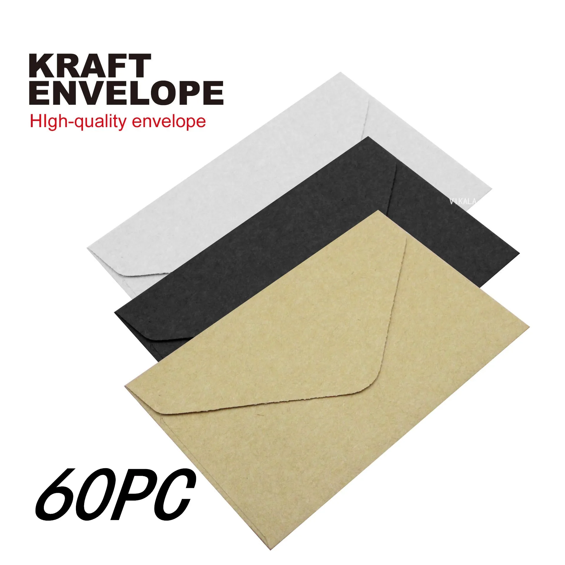 

60PC Classical White Black Kraft Blank Mini Paper Window Envelopes Wedding Invitation Envelope Gift Envelope