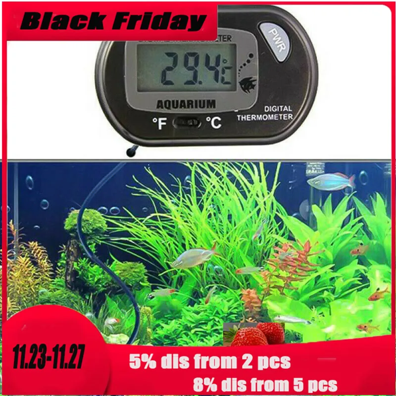 LCD Digital pescado reptil tanque agua de acuario medidor de temperatura termómetro de productos de Control de temperatura de pescado, suministros para mascotas