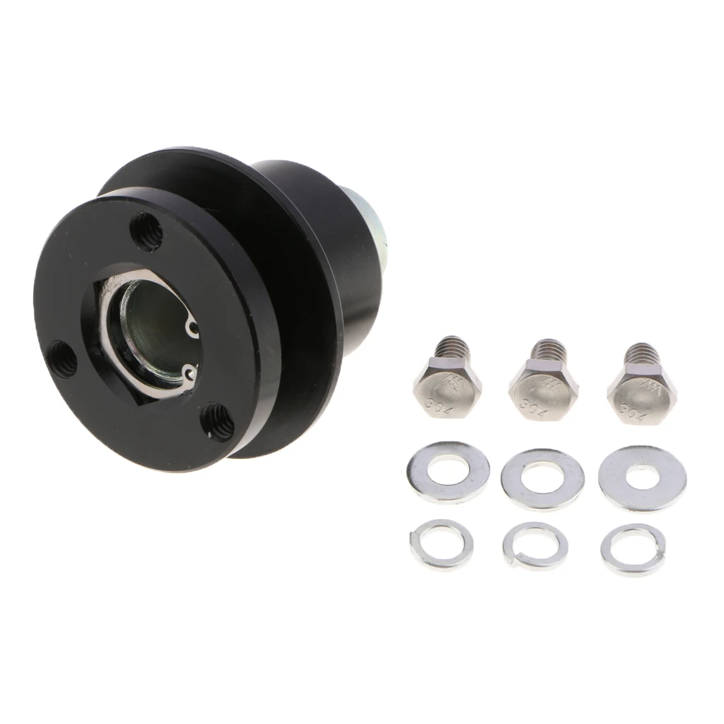 Aluminum 360° Steering Wheel Quick Release Disconnect 3 Hole Hub Racing 3/4'' Bore Screws Kit Black