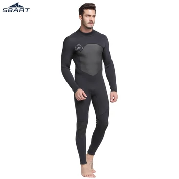 

SBART Men 3mm Neoprene Swim diving suit warm keeping patchwork Soft Wetsuit Fleece Lining swimwear long Spearfishing snorkeling