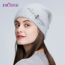 ENJOYFUR зимние шапки для женщин шапки с ангорской кроличий мех толстые теплые женские шапочки для девочек высокого качества
